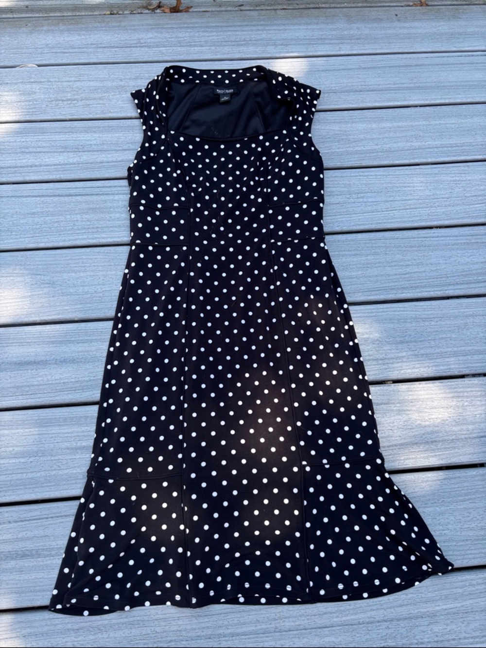 White House Black Market Black and White Polka Dot Midi Dress